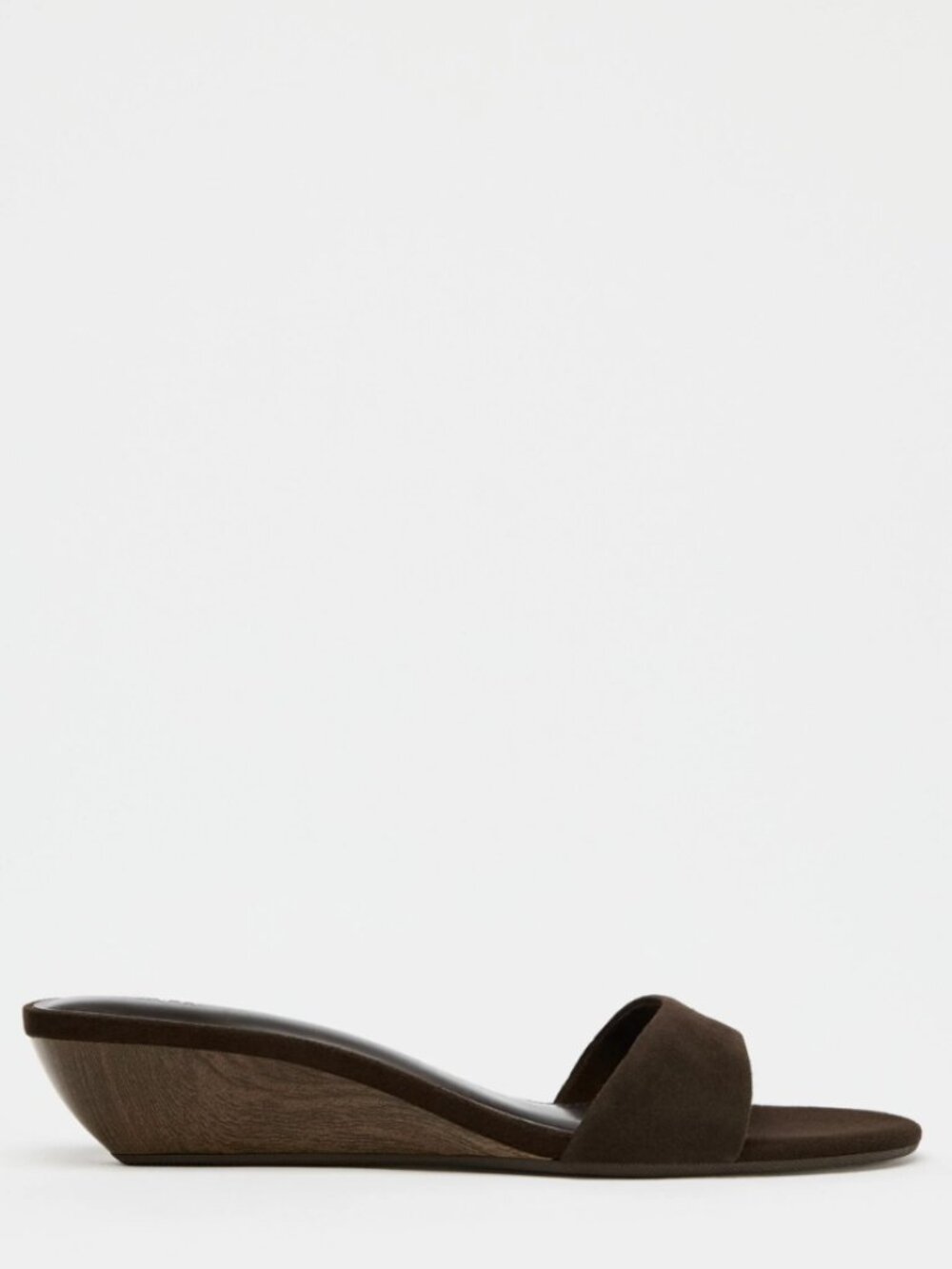 Zara Brown Suede Wedge Kitten Heel
